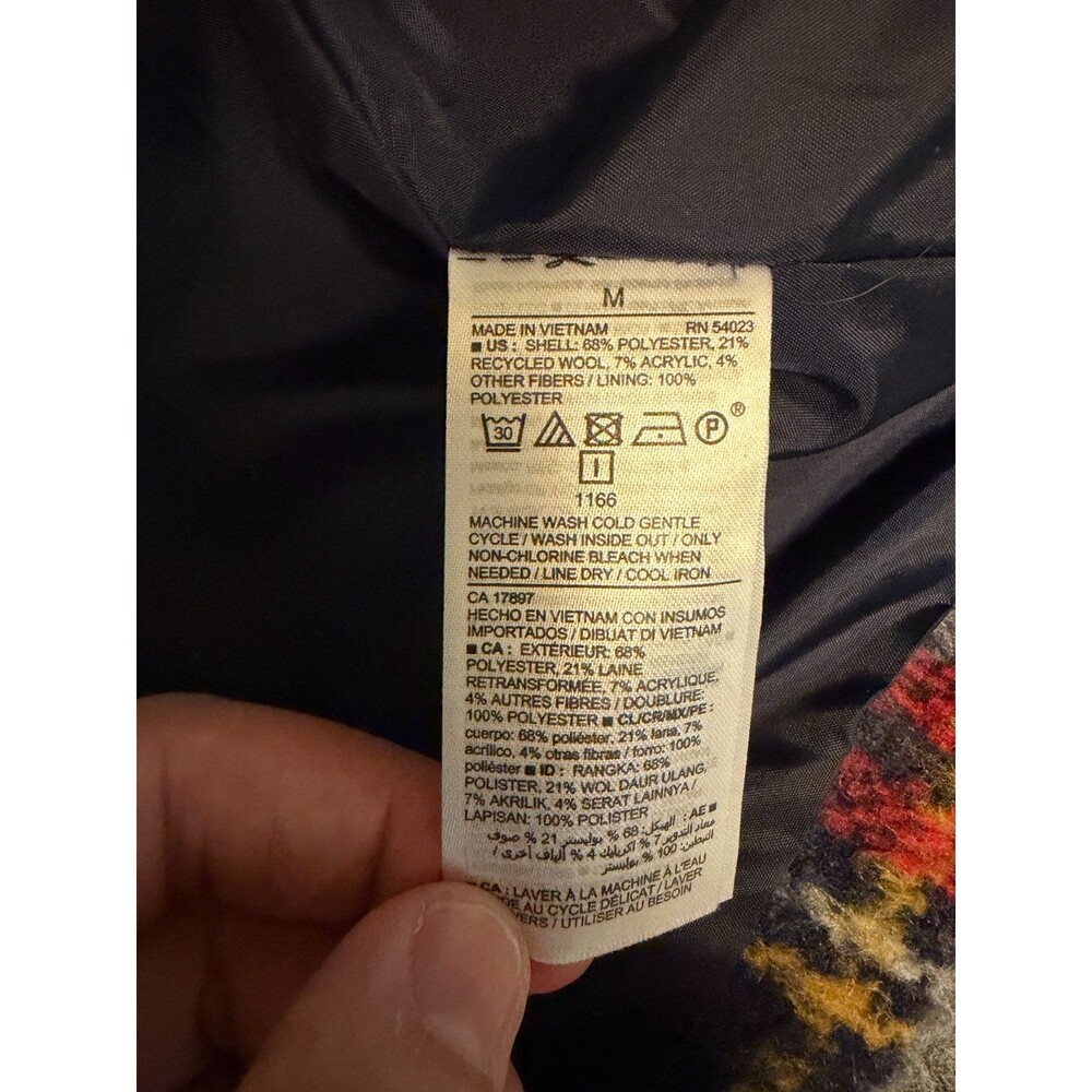 Old Navy Women's Plaid Tartan Long Overcoat Navy Red Wool Blend Size M - Picture 4 of 7